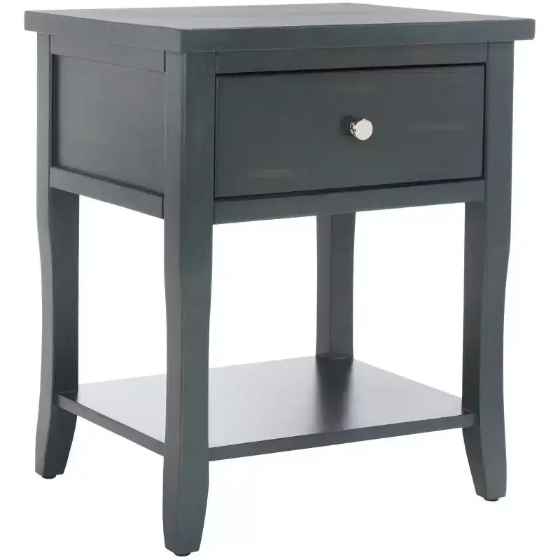 Ash Grey Nightstand with Storage Drawer and Open Shelf