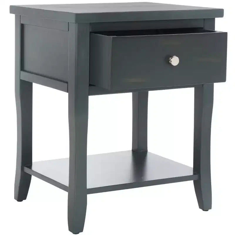 Ash Grey Nightstand with Storage Drawer and Open Shelf