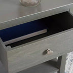 Ash Grey Nightstand with Storage Drawer and Open Shelf