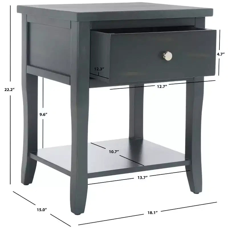 Ash Grey Nightstand with Storage Drawer and Open Shelf