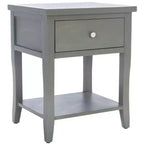 Ash Grey Nightstand with Storage Drawer and Open Shelf