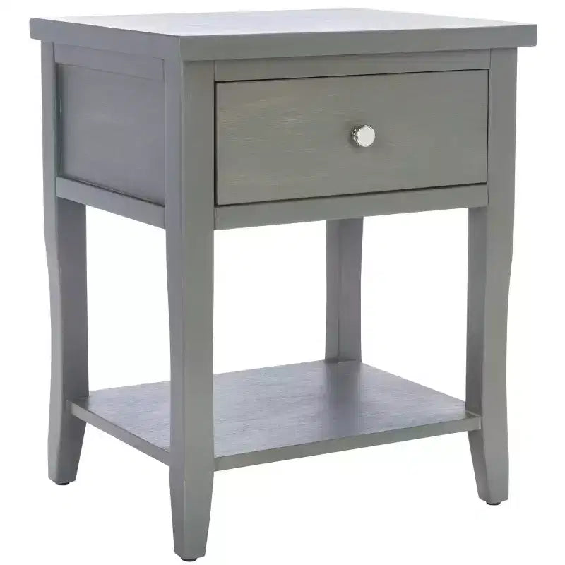 Ash Grey Nightstand with Storage Drawer and Open Shelf