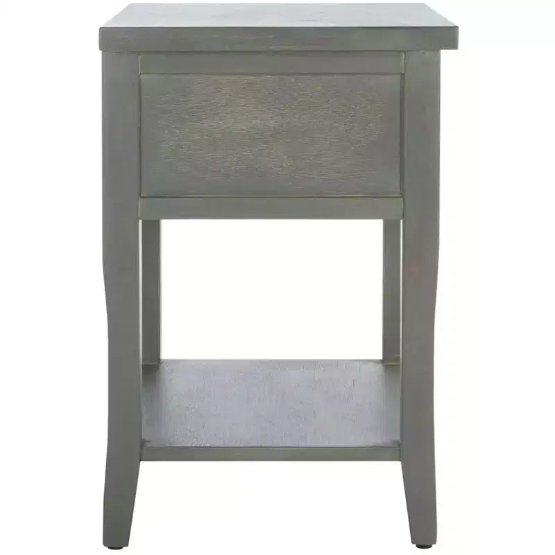 Ash Grey Nightstand with Storage Drawer and Open Shelf