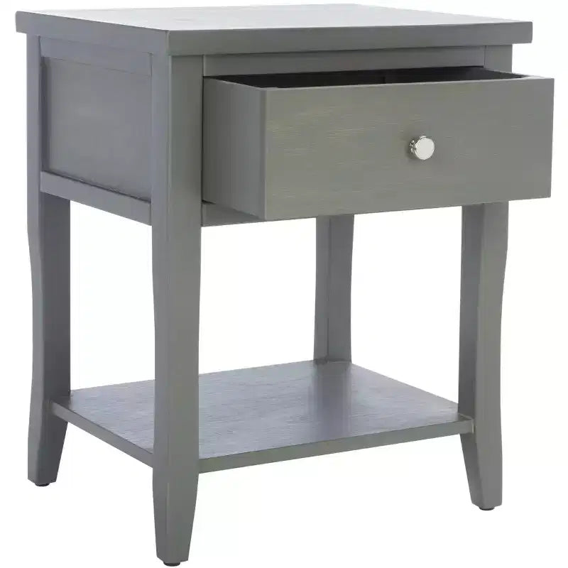 Ash Grey Nightstand with Storage Drawer and Open Shelf
