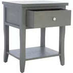 Ash Grey Nightstand with Storage Drawer and Open Shelf
