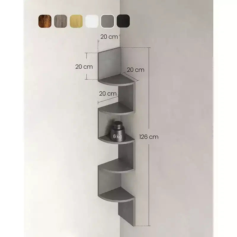 5-Tier Floating Corner Wall Shelf