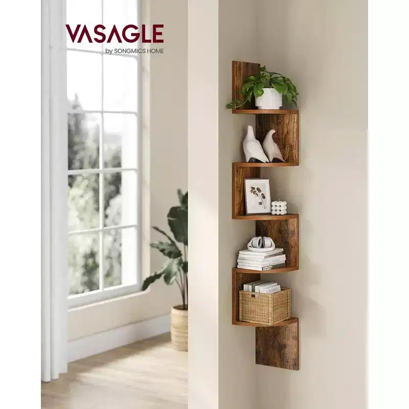 5-Tier Floating Corner Wall Shelf