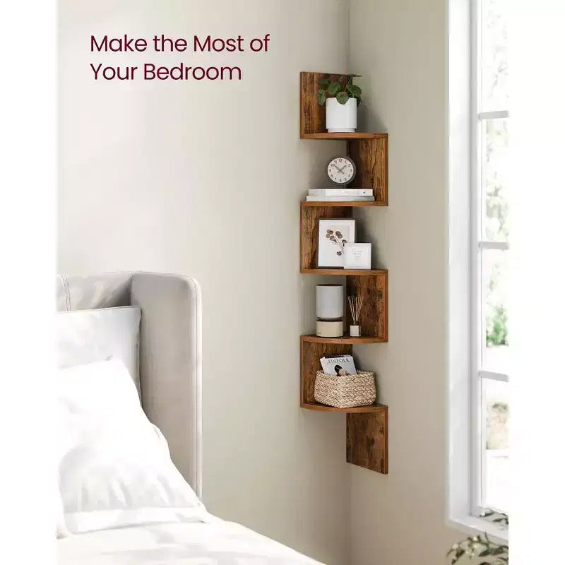 5-Tier Floating Corner Wall Shelf