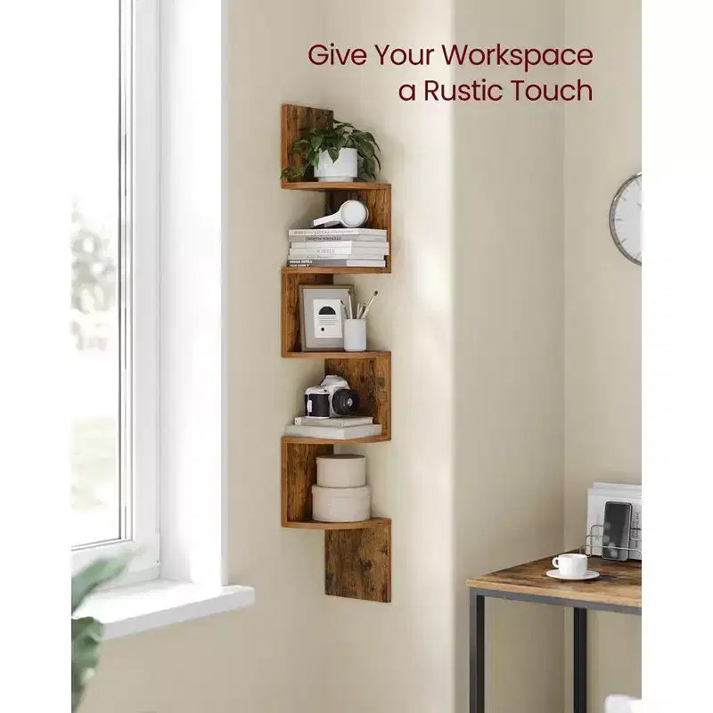 5-Tier Floating Corner Wall Shelf