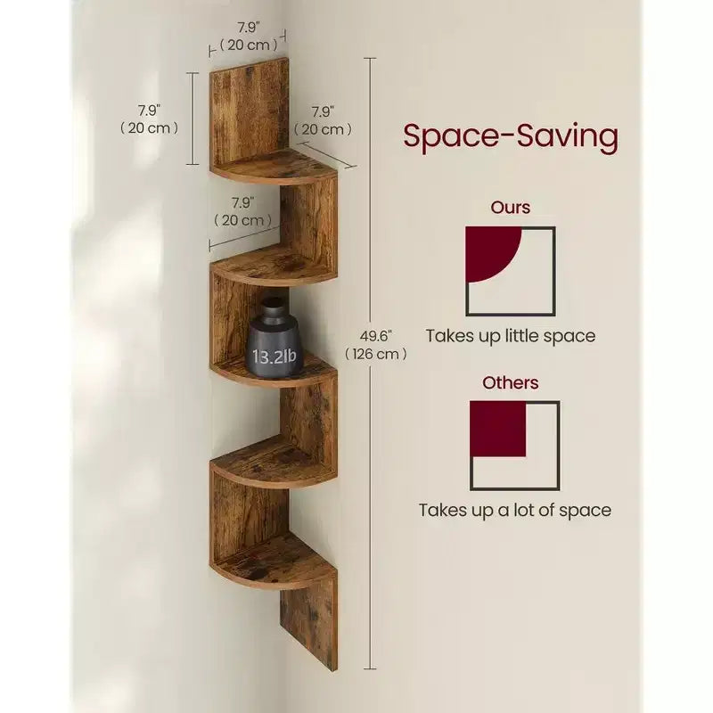 5-Tier Floating Corner Wall Shelf
