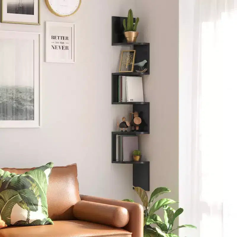 5-Tier Floating Corner Wall Shelf