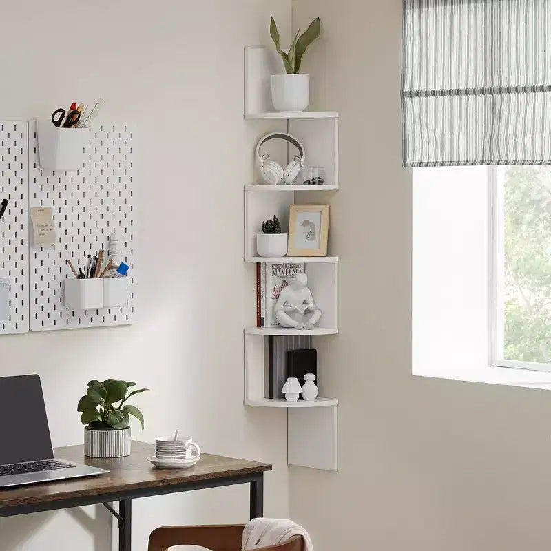 5-Tier Floating Corner Wall Shelf