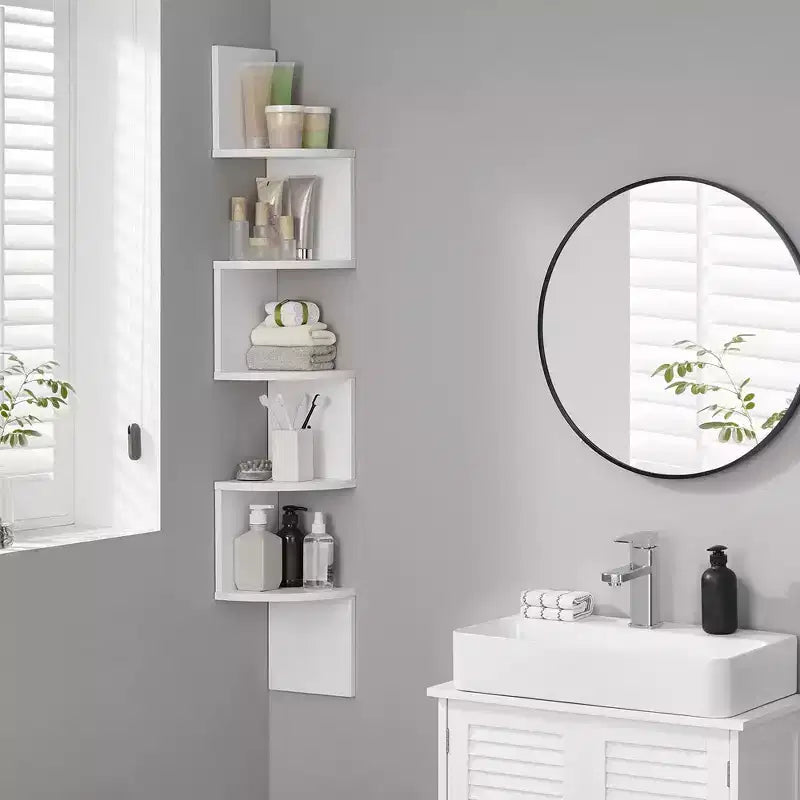 5-Tier Floating Corner Wall Shelf
