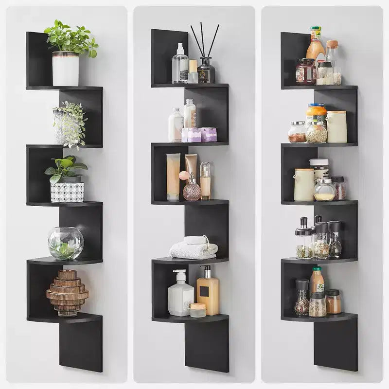 5-Tier Floating Corner Wall Shelf