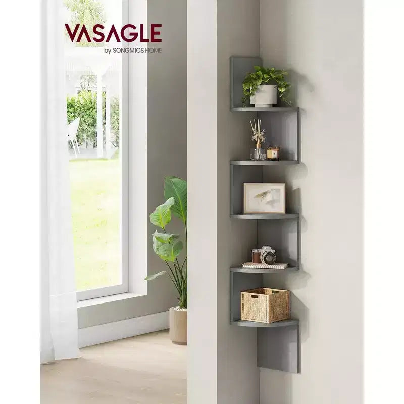 5-Tier Floating Corner Wall Shelf