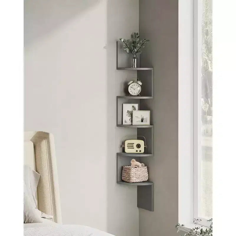 5-Tier Floating Corner Wall Shelf
