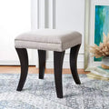 Taupe Upholstered Ottoman with Nailhead Trim