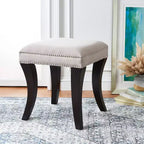 Taupe Upholstered Ottoman with Nailhead Trim