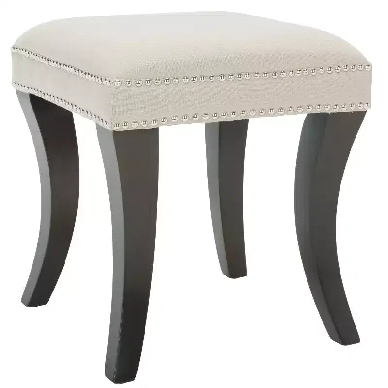 Taupe Upholstered Ottoman with Nailhead Trim