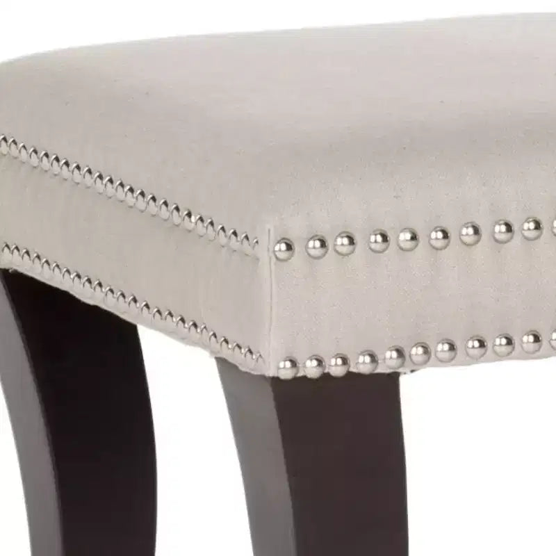 Taupe Upholstered Ottoman with Nailhead Trim
