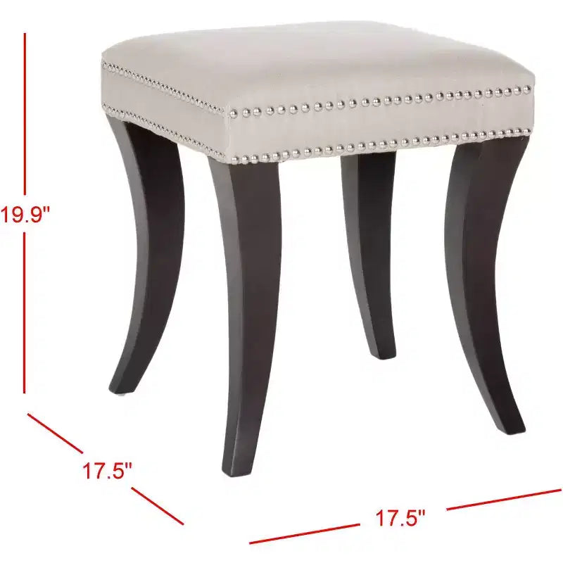 Taupe Upholstered Ottoman with Nailhead Trim
