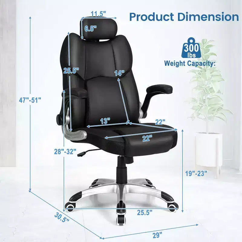 Kneading Massage Office Chair Height Adjustable with Flip-up Armrests