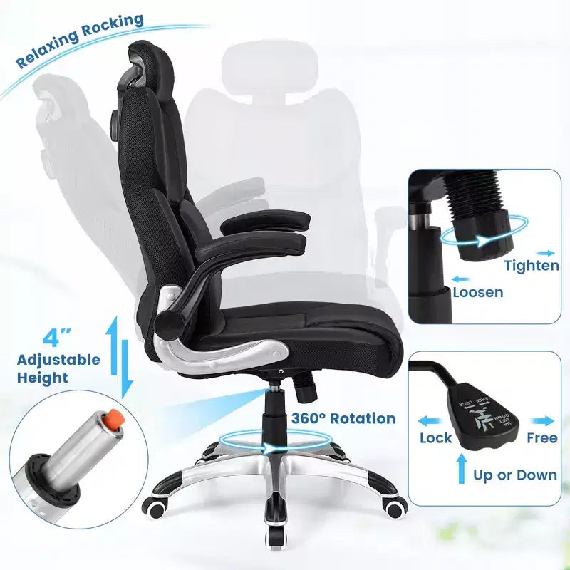 Kneading Massage Office Chair Height Adjustable with Flip-up Armrests