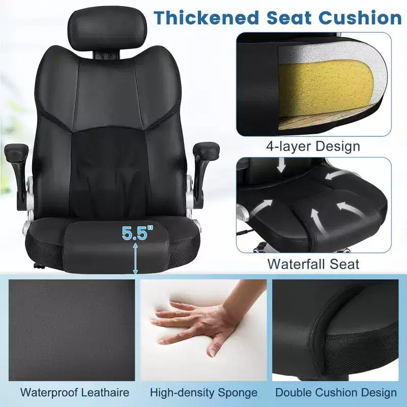 Kneading Massage Office Chair Height Adjustable with Flip-up Armrests