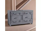 6 Drawer Modern Dresser White with Gold Accents