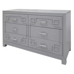 6 Drawer Modern Dresser White with Gold Accents