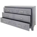 6 Drawer Modern Dresser White with Gold Accents