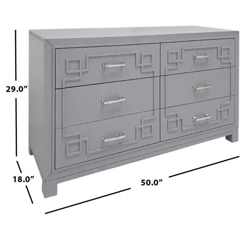 6 Drawer Modern Dresser White with Gold Accents