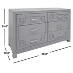 6 Drawer Modern Dresser White with Gold Accents