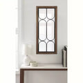 Walnut Brown Decorative Windowpane Mirror, 33.0 × 76.2 cm