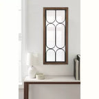 Walnut Brown Decorative Windowpane Mirror, 33.0 × 76.2 cm