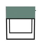 End Table with Storage Drawer and Black Metal Base
