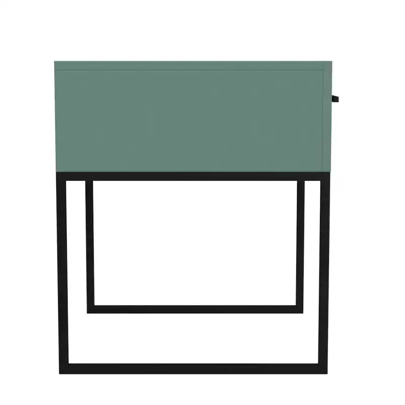 End Table with Storage Drawer and Black Metal Base