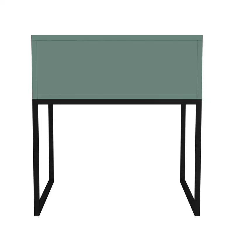 End Table with Storage Drawer and Black Metal Base