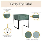 End Table with Storage Drawer and Black Metal Base