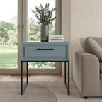End Table with Storage Drawer and Black Metal Base