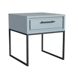 End Table with Storage Drawer and Black Metal Base