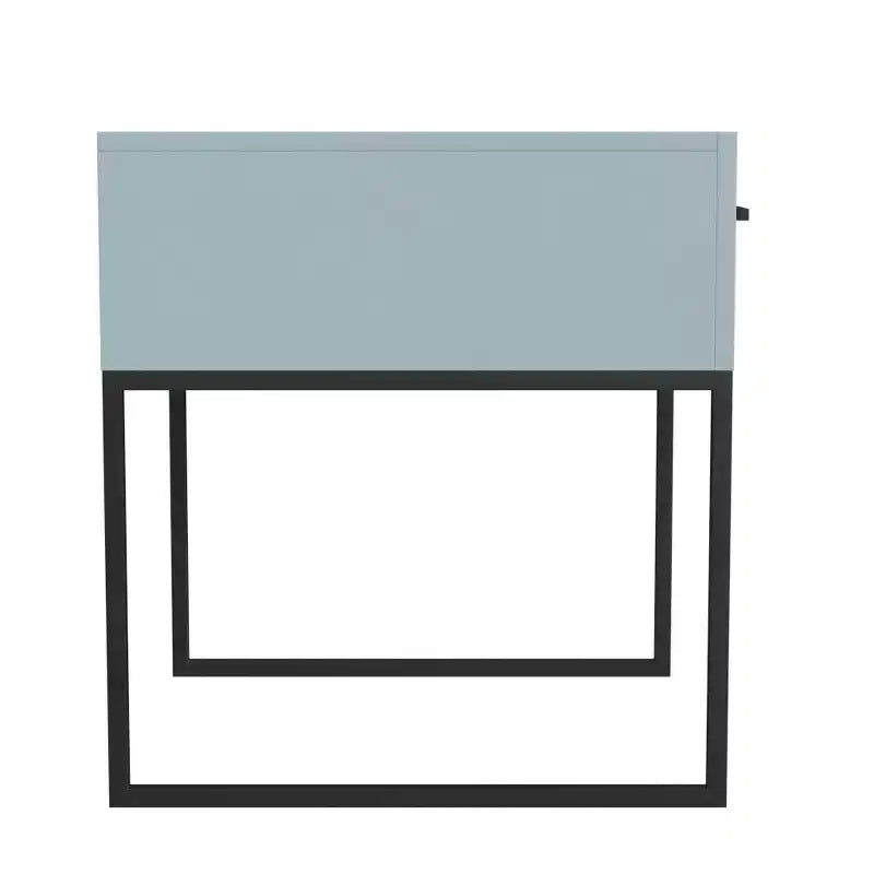 End Table with Storage Drawer and Black Metal Base