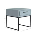 End Table with Storage Drawer and Black Metal Base