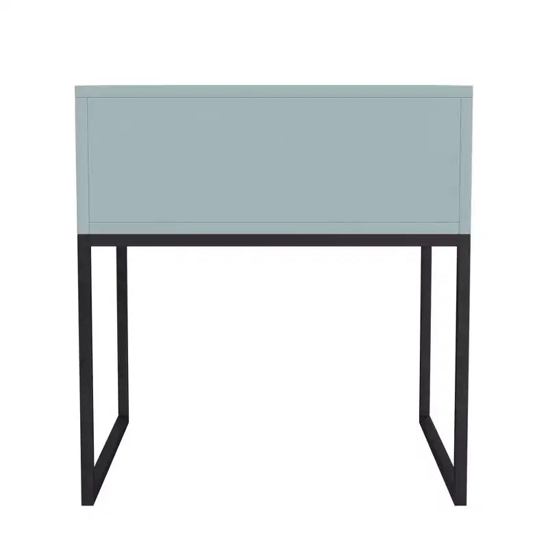End Table with Storage Drawer and Black Metal Base