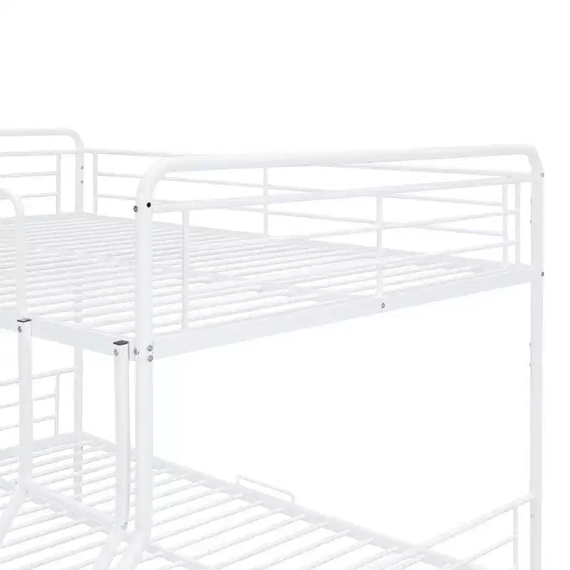 Metal Bunk Bed with Chrome Finish and Built-in Drawers