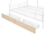 Metal Bunk Bed with Chrome Finish and Built-in Drawers