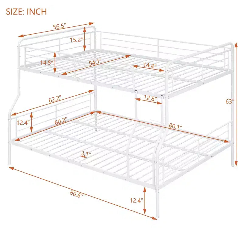 Metal Bunk Bed with Chrome Finish and Built-in Drawers