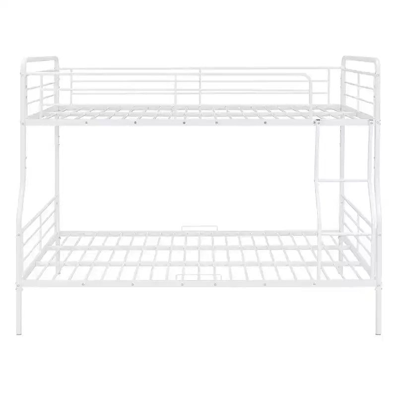 Metal Bunk Bed with Chrome Finish and Built-in Drawers