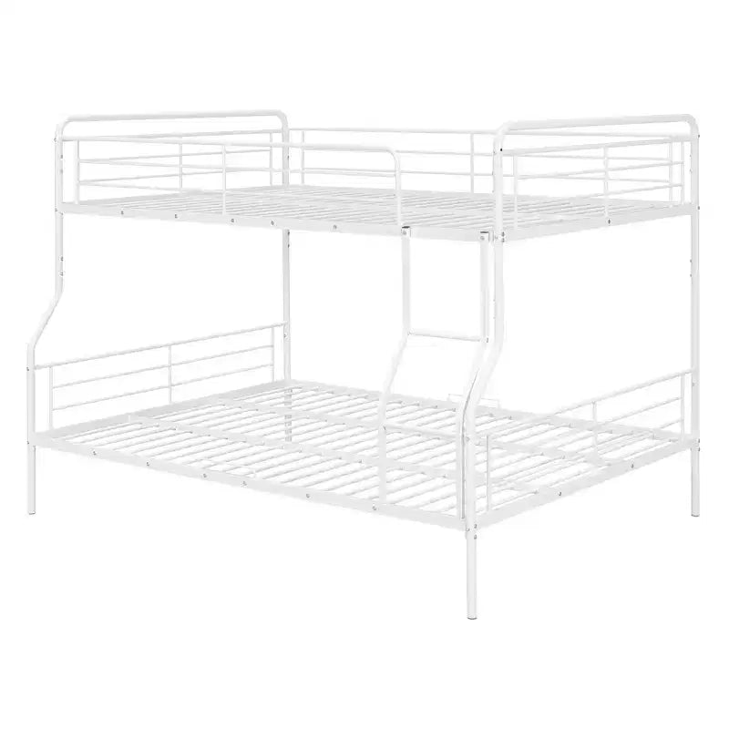 Metal Bunk Bed with Chrome Finish and Built-in Drawers