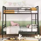 Metal Bunk Bed with Chrome Finish and Built-in Drawers